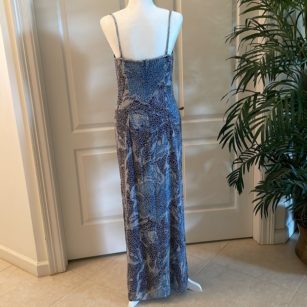 Gorgeous Blue Beaded Formal Evening Gown by Mia Bella. Size M. Never worn, New! - Picture 3 of 13
